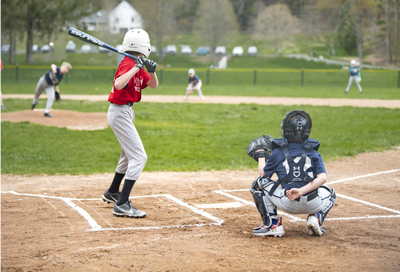 NBA player, Abe Rojansky, at bat